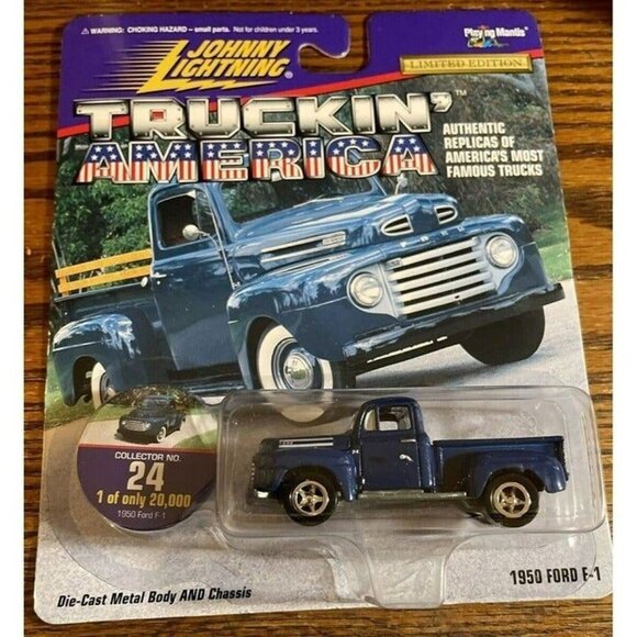 DIE CAST Johnny Lightning Truckin America 1950 Ford F-1 Blue Truck 24 1:64 New - Picture 4 of 4